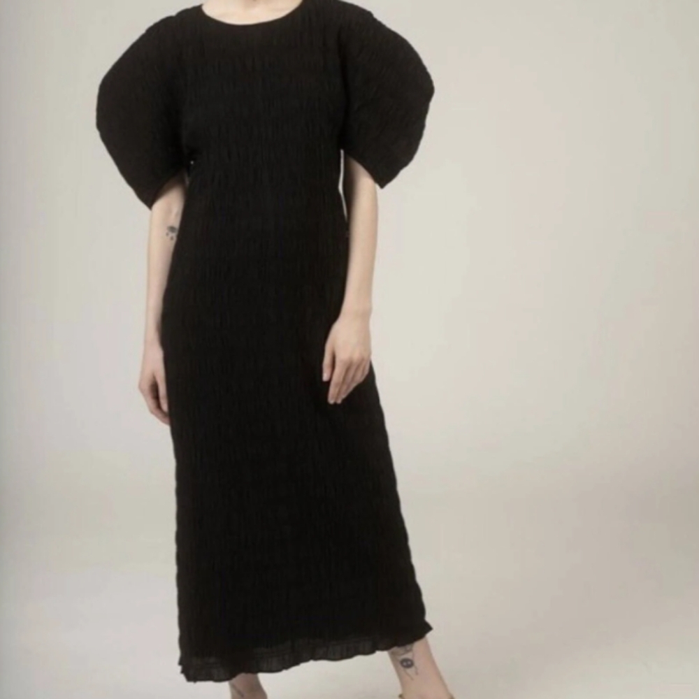 Mara Hoffman Black Textured Aranza Dress